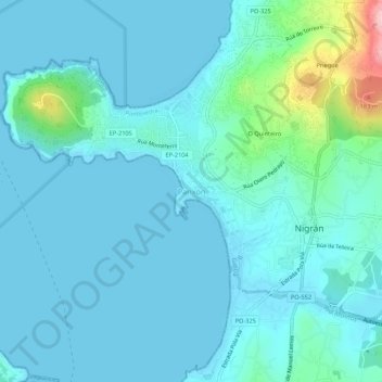 Mapa topográfico Panxón, altitud, relieve