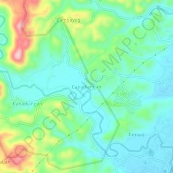 Mapa topográfico Cabadiangan, altitud, relieve