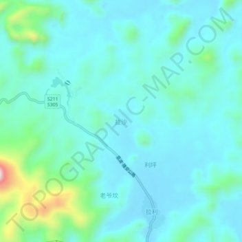 Mapa topográfico 拉沙, altitud, relieve