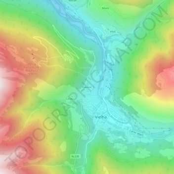Mapa topográfico Gausach, altitud, relieve