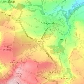 Mapa topográfico Manywells Height, altitud, relieve