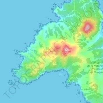 Mapa topográfico Chome, altitud, relieve