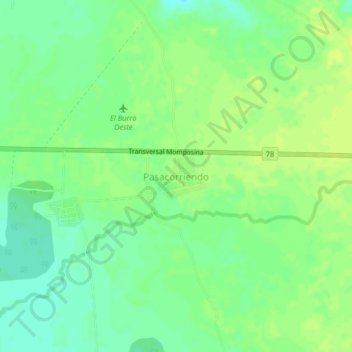 Mapa topográfico Pasacorriendo, altitud, relieve