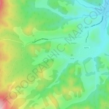 Mapa topográfico Rucăreni, altitud, relieve