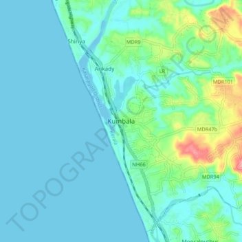 Mapa topográfico Kumbala, altitud, relieve