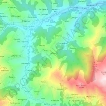 Mapa topográfico La Figar, altitud, relieve