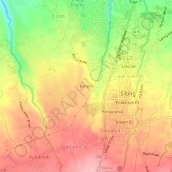 Mapa topográfico San Miguel II, altitud, relieve