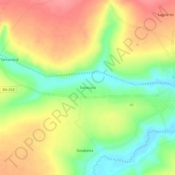 Mapa topográfico Surucucu, altitud, relieve