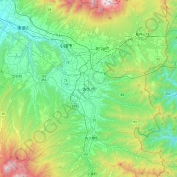 Mapa topográfico Saku, altitud, relieve