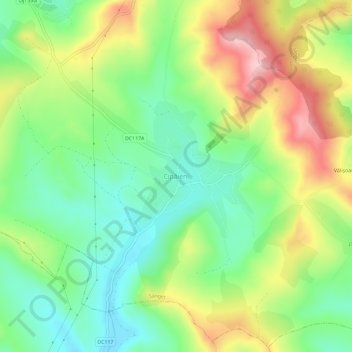 Mapa topográfico Cipăieni, altitud, relieve