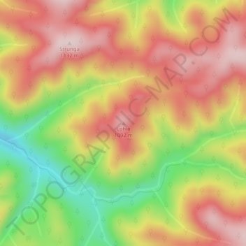 Mapa topográfico Lohia, altitud, relieve