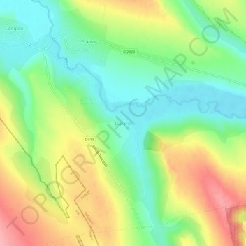 Mapa topográfico Lupăria, altitud, relieve