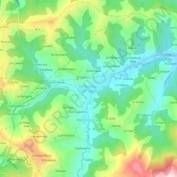 Mapa topográfico San Julián, altitud, relieve