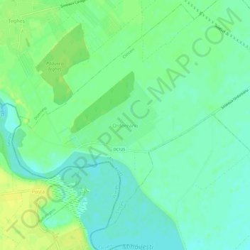Mapa topográfico Ordoreanu, altitud, relieve
