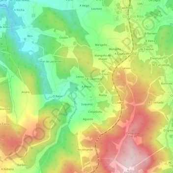 Mapa topográfico A Presa, altitud, relieve