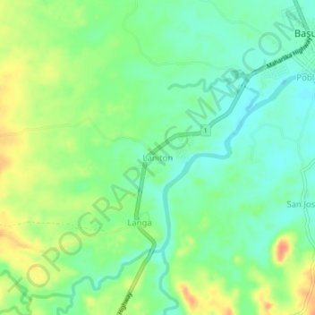 Mapa topográfico Laniton, altitud, relieve