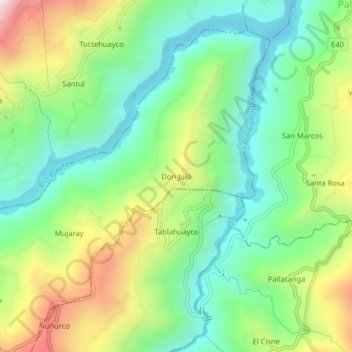 Mapa topográfico Don Julo, altitud, relieve