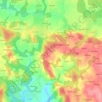 Mapa topográfico Le Peros, altitud, relieve