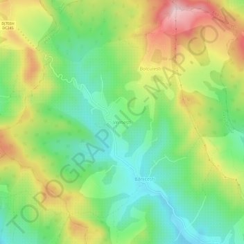 Mapa topográfico Vernești, altitud, relieve