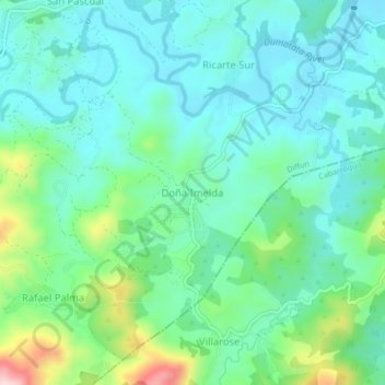 Mapa topográfico Doña Imelda, altitud, relieve