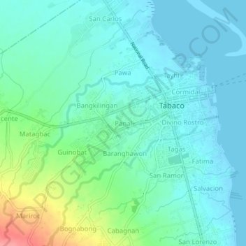 Mapa topográfico Panal, altitud, relieve