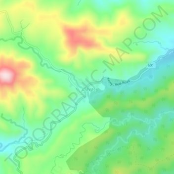 Mapa topográfico Llavac, altitud, relieve