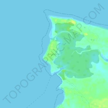 Mapa topográfico Algodoal, altitud, relieve