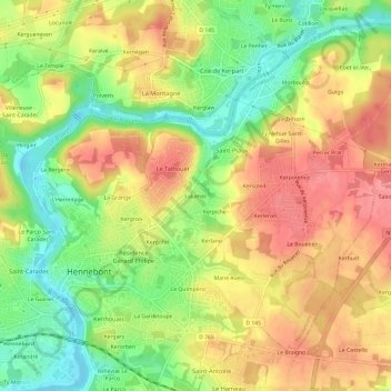 Mapa topográfico Lalumec, altitud, relieve