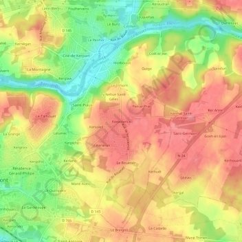 Mapa topográfico Kerpotence, altitud, relieve