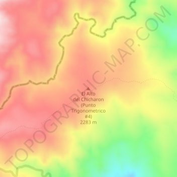 Mapa topográfico El Alto del Chicharon (Punto Trigonometrico #4), altitud, relieve