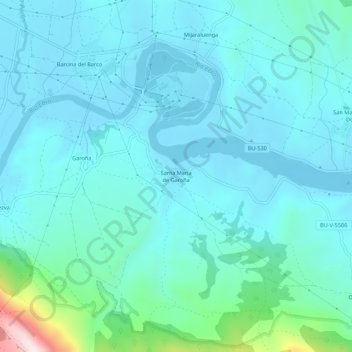 Mapa topográfico Santa María de Garoña, altitud, relieve