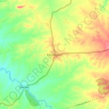 Mapa topográfico Pathalgaon, altitud, relieve