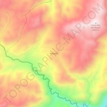 Mapa topográfico Anfama, altitud, relieve