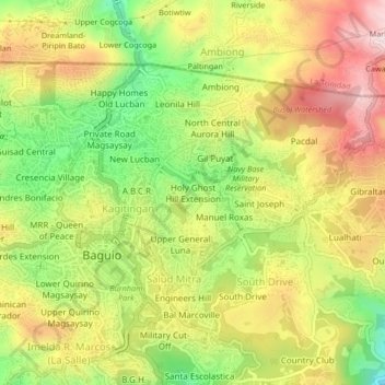 Mapa topográfico Holy Ghost Extension, altitud, relieve
