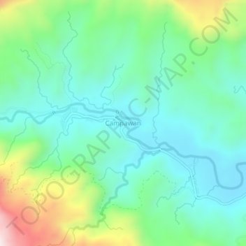 Mapa topográfico Campawan, altitud, relieve
