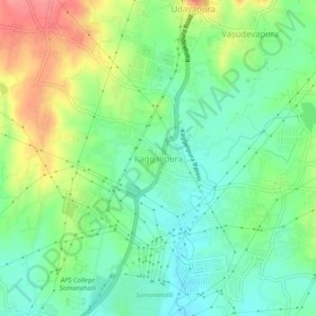 Mapa topográfico Kaggalipura, altitud, relieve