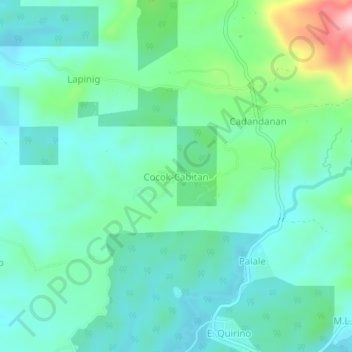 Mapa topográfico Cocok-Cabitan, altitud, relieve