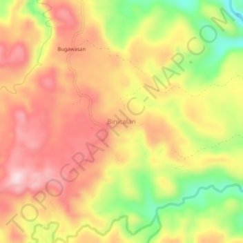 Mapa topográfico Binicalan, altitud, relieve
