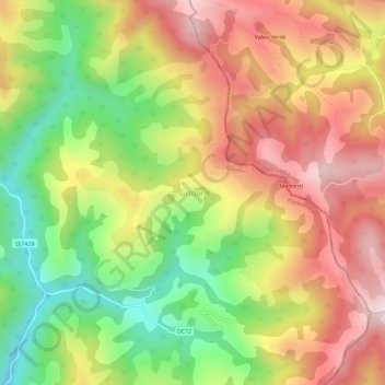 Mapa topográfico Groșuri, altitud, relieve