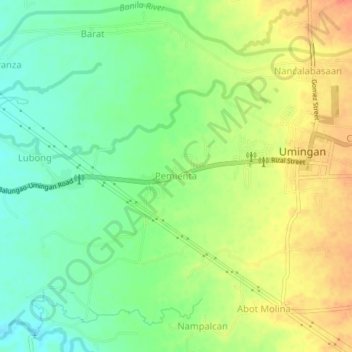 Mapa topográfico Pemienta, altitud, relieve