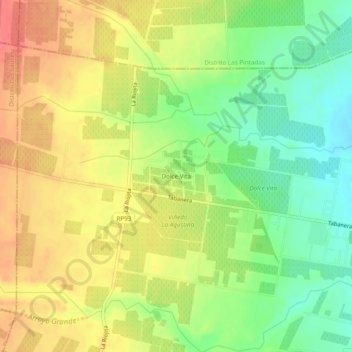 Mapa topográfico Dolce Vita, altitud, relieve
