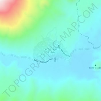 Mapa topográfico Santa Cruz Tanaco, altitud, relieve