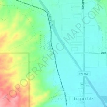 Mapa topográfico Amber, altitud, relieve