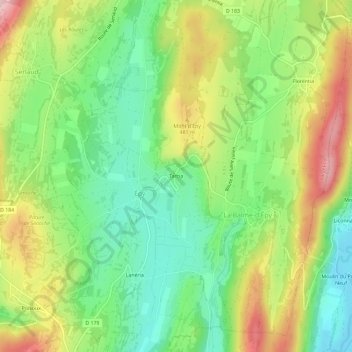 Mapa topográfico Tarcia, altitud, relieve