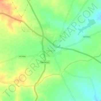 Mapa topográfico Velapur, altitud, relieve