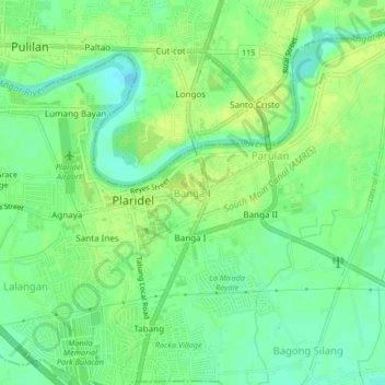 Mapa topográfico Banga Ⅰ, altitud, relieve