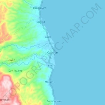 Mapa topográfico Catmon, altitud, relieve