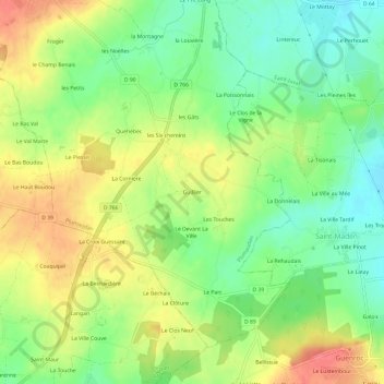 Mapa topográfico Guillier, altitud, relieve