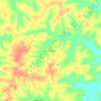 Mapa topográfico Santa Lucia, altitud, relieve