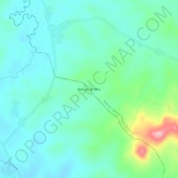 Mapa topográfico Awutu Breku, altitud, relieve